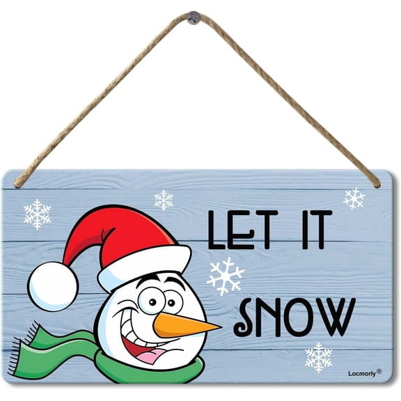 Tin Sign Let It Snow Sign, 8x12 Inch, Rustic Hanging Plaque Seasonal Winter Christmas Holiday Decorations Wall Decor Metal Tin Sign