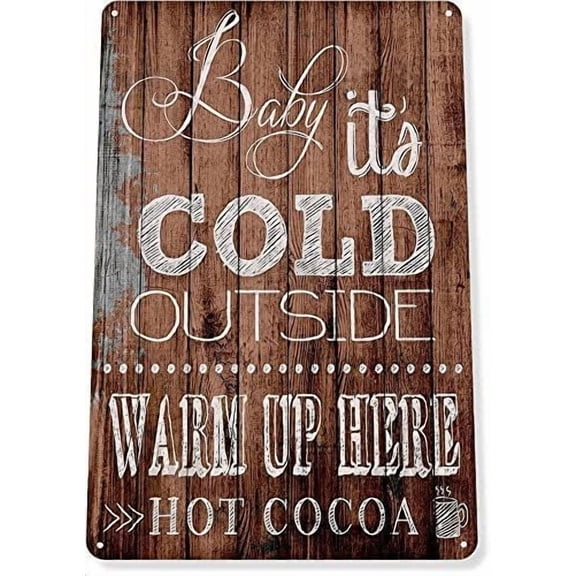 Tin Sign Metal Tin Sign 8x12 inches Hot Chocolate Cocoa Cafe Bar Kitchen Cabin Cottage Rustic Metal Decor Decoration Iron Painting Metal Decorative Wall Art