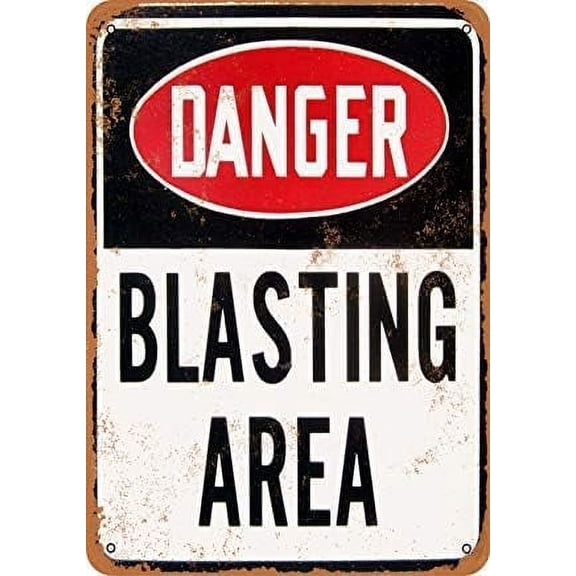 Tin Sign New Aluminum Danger Blasting Area 11.8 x 7.8 Inch