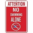 thumbnail image 1 of Tin Sign New Aluminum Sign Attention No Swimming Alone Activity Sign Pool Signs Indoor Outdoor Metal Sign Vintage Retro Wall Decor 12x8 Inch, 1 of 5