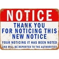 thumbnail image 1 of Tin Sign Notice Thank You Noticing This New Notice - Vintage Metal Sign 8 x 12 Inches, 1 of 5