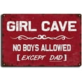 thumbnail image 1 of Tin Sign Painting Boy Cave Metal Sign No Girls Allowed Except Mom Sign Boy Room Wall Door Sign Decor for Teen Boys Bedroom Door Wall Decoration 8.00" x 12.00" Tin Painting, 1 of 5