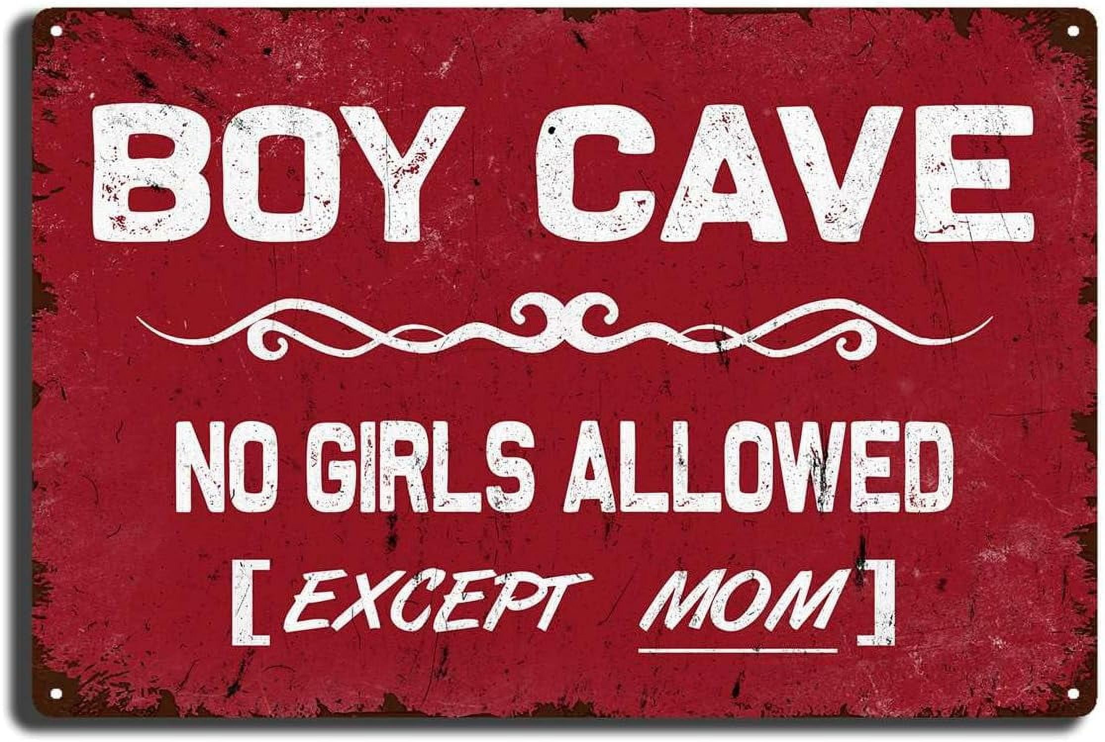 Boys Only No Girls Allowed Metal Sign - Man Cave, Garage Wall Decor, 8x12 Inch Aluminum Sign, Rustproof