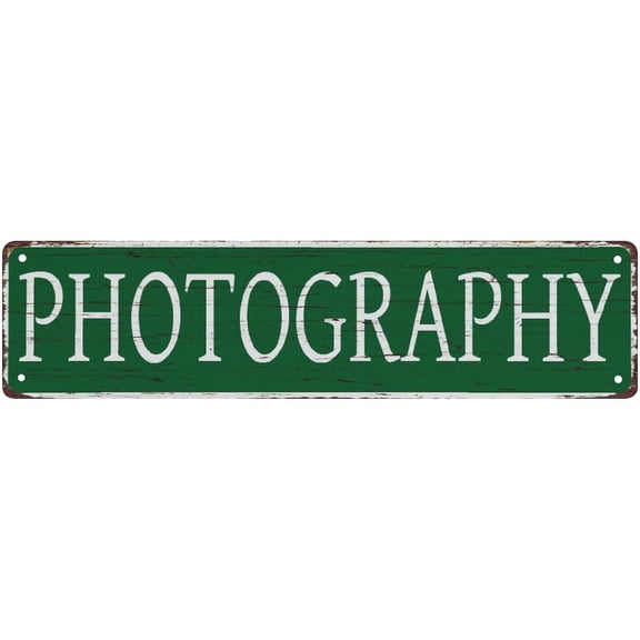 Tin Sign Photography Metal Sign Street Signs Decor Man Cave Bar Wall Art Decorative Plaque 4X16 Inches