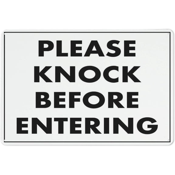 Tin Sign Please Knock Before Entering - 8"x12" - Rust Free Aluminum Weather Resistant Durable Easy Mount