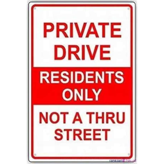 Tin Sign-"Private Drive, Residents Only" Metal Tin Sign, Safety Warning for Outdoor & Indoor, 8 X 12 Inch
