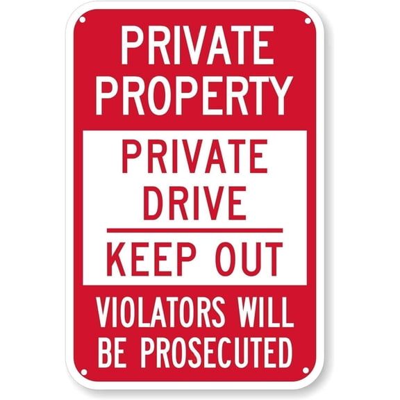 Tin Sign-Private Property Warning Metal Yard Sign, 8X12Inch