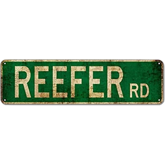 Tin Sign Reefer Rd Street Sign Rustic Vintage Retro Metal Decor Wall Shop Man Cave Bar 4"x16"