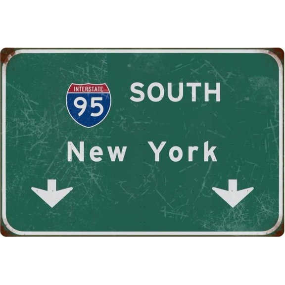 Tin Sign Retro South Atlanta Interstate 75 Direction Sign Street Sign Airport Highway Iron Sheet Sign Bar Club Restaurant Wall Decoration 8x12 Inch Gift