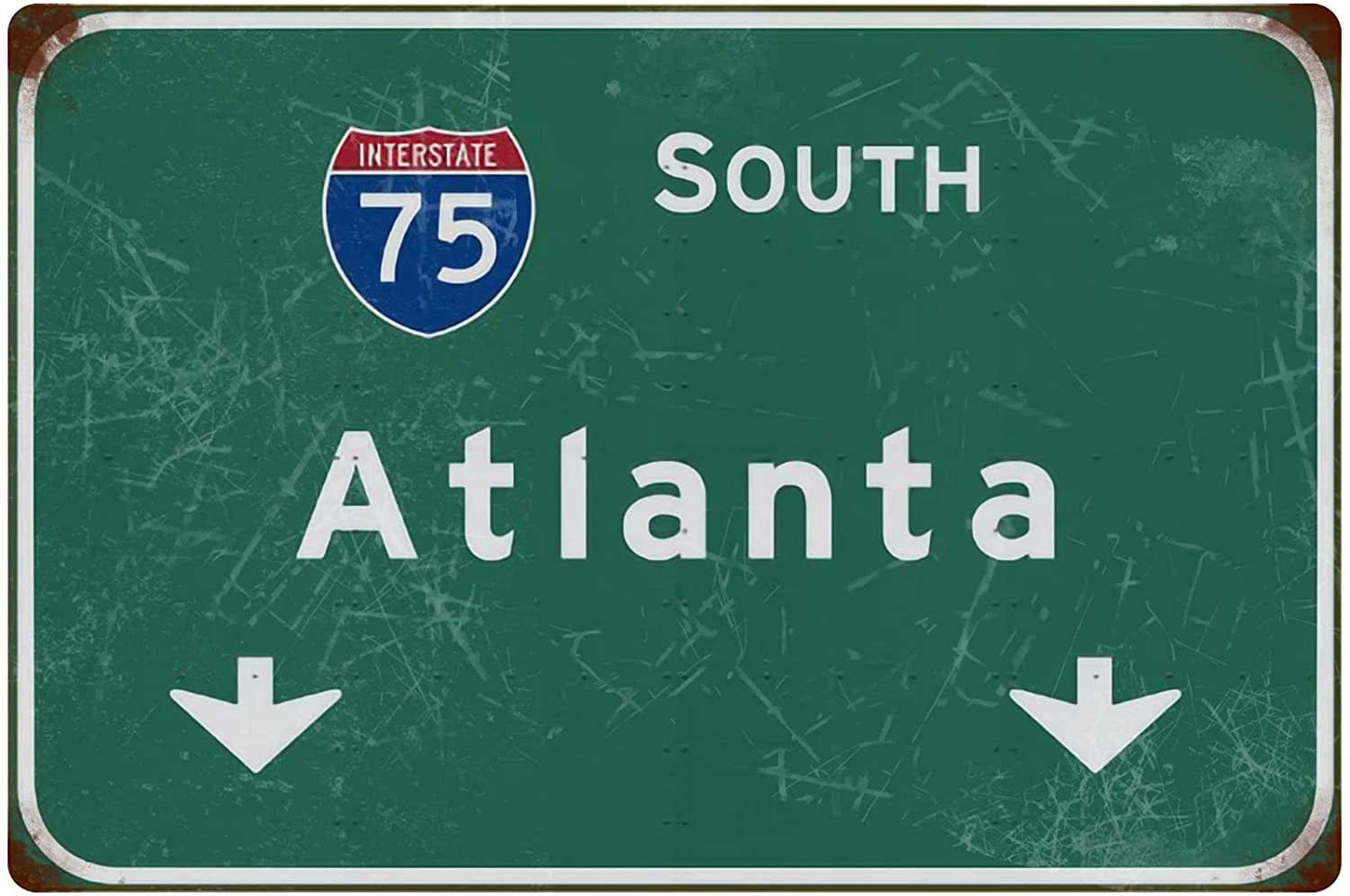 Tin Sign Retro South Atlanta Interstate 75 Direction Sign Street Sign