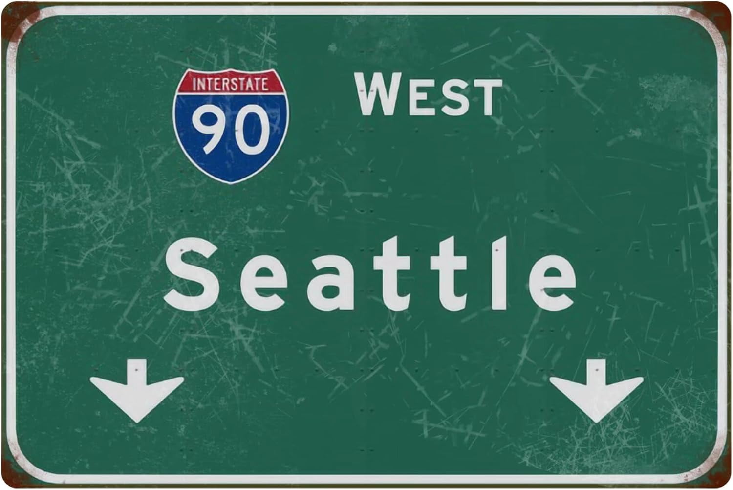 Within 90 Sign Tin Sign Retro West Seattle Intercontinental 90 Direction Sign Street ...