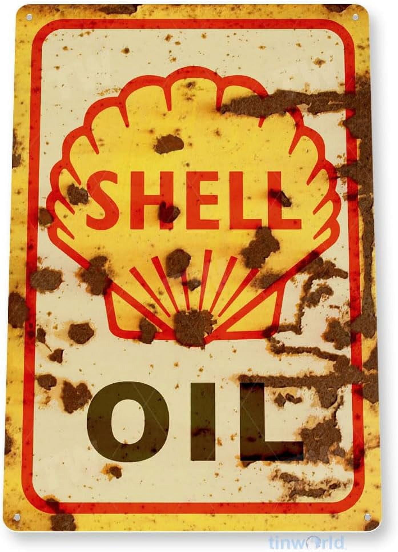 Tin Sign: Shell Oil Oil Gas Station Sign Garage Auto Shop Cave Sign ...