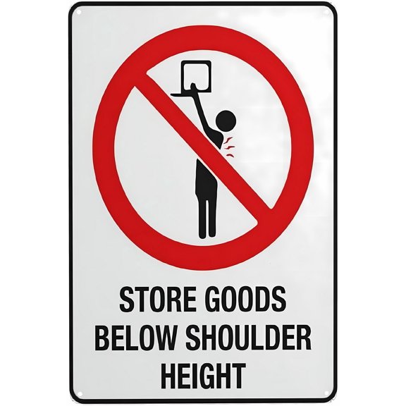 Tin Sign Store Goods Below Should Height Warning Metal Sign - 8"x12" Vintage Wall Decor, Storage Safety Decor for Home Farm Bar Coffee Shop Club Warehouse