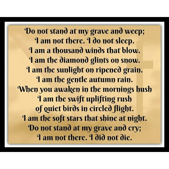 Tin Sign Vintage Chic Art Decoration Do Not Stand at My Grave and Weep Remembrance for Bar Cafe Home Farm Restaurant Club or Garage 12" X 8"