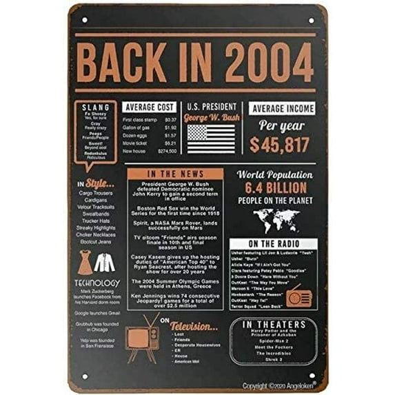 Tin Sign Vintage Chic Art Decoration Poster Back in 2004 for Home Bar Cafe Farm Store Garage or Club 12" X 8"
