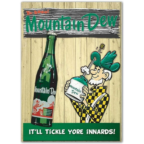 Tin Sign Vintage Chic Art Decoration Poster Mountain Dew for Home Bar Cafe Farm Store Garage or Club 12" X 8"