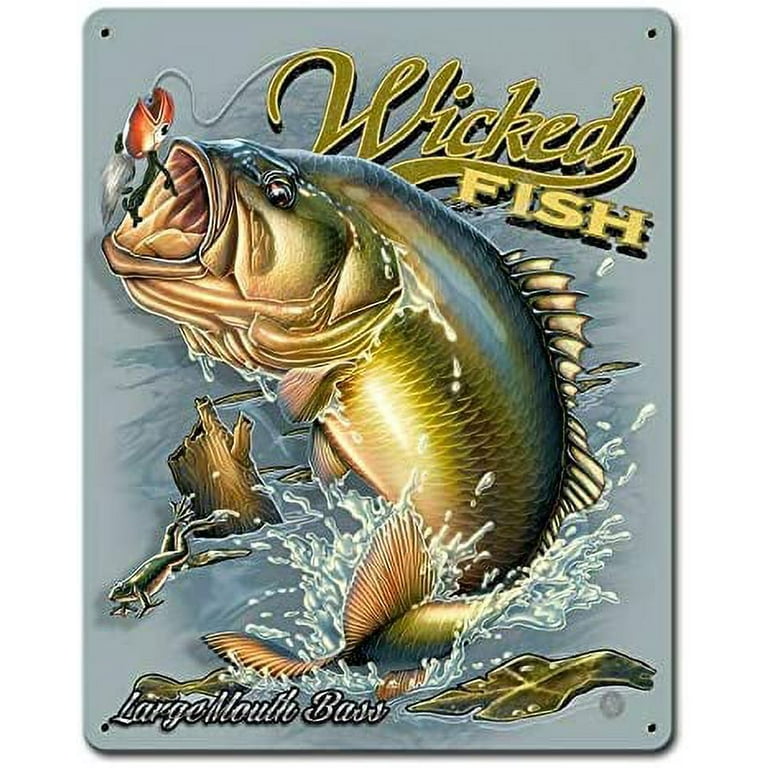 Tin Sign Vintage Chic Art Decoration Poster Wicked Fish Large