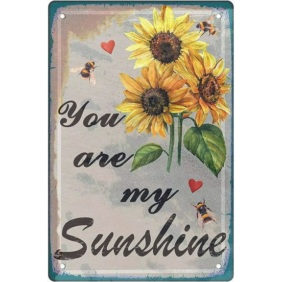 Tin Sign You are My Sunshine Sunflower Retro Metal Home Bar Cafe Club Company Garage Wall Art Deco Poster Vintage 8x12 Inch Sign