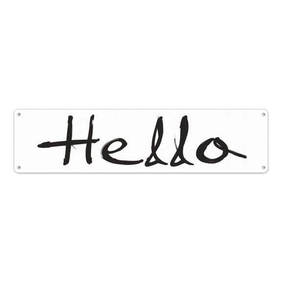 Tin Signs 16*4 inches "Hello handwritten script" rustic decor metal art