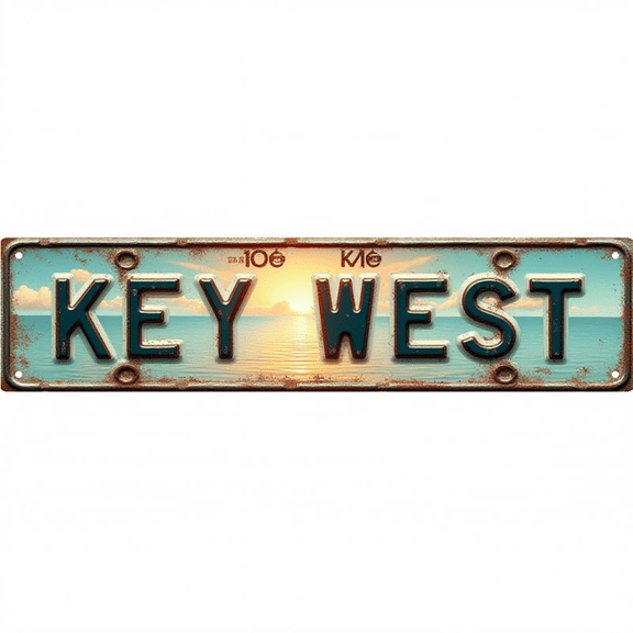 Tin Signs 16*4 inches "KEY WEST" vintage sunset ocean rusty metal decor