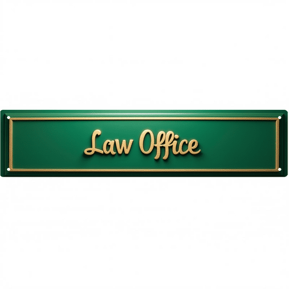 Tin Signs 16*4 inches "Law Office" Green Gold Script Vintage Wall Decor