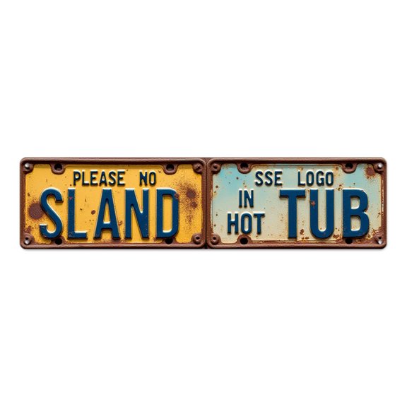 Tin Signs 16*4 inches "Please No Sland Sse Logo In Hot Tub" Rustic Look