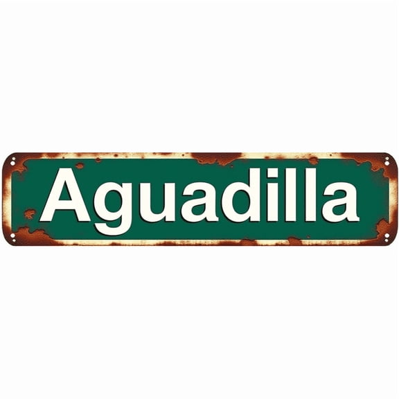 Tin Signs - 16x4 Inches Aguadilla Surf Sign - Ideal for Man Cave, Patio, Bedroom | Surfboard Wall Decor, Outdoor Signs, Man Cave Decor
