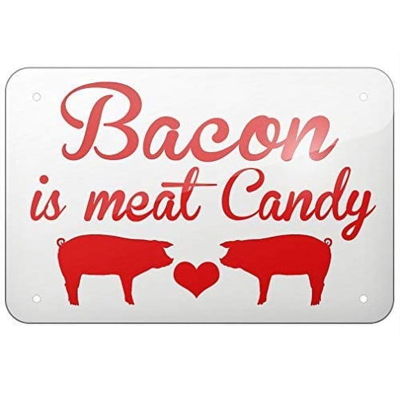 Tin Signs Bacon is meat Candy Art Decor in. Vintage Industrial Signs Wall Decoration Iron Sign Size: 12 x 16 inch