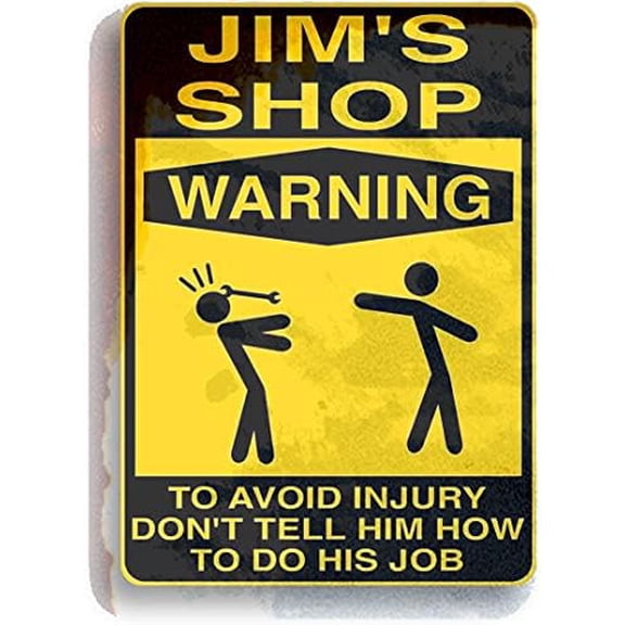 Tin Signs Heavy Duty Metal Metal Sign 8x12,Jim's Shop,mas Holiday Sleigh Warning,Vintage Look Sign Home House Coffee Beer Drink Bar Decor
