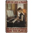 Tin Signs Retro Piano Lover, Girl Plays Piano Life Is Like A Piano