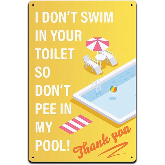Tin Signs Swimming Pool Decor - Funny Swimming Pool Signs – Aluminum Lightweight Metal Sign 12 x 8 in. Weather Resistant (Please No Peeing in The Pool)