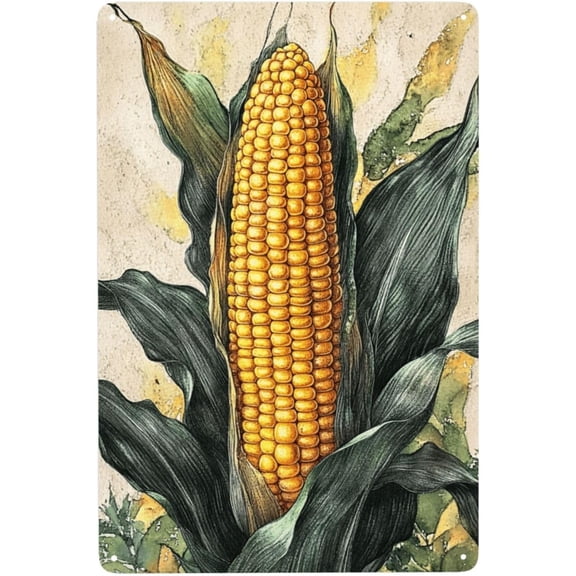 Tin Signs,classic corn illustration,Metal sign home Art wall decor,for cafe,bar,pub,living room,Restaurant,Bedroom,club,Practical Decorative plaque poster,easy to hang,8x12 inch