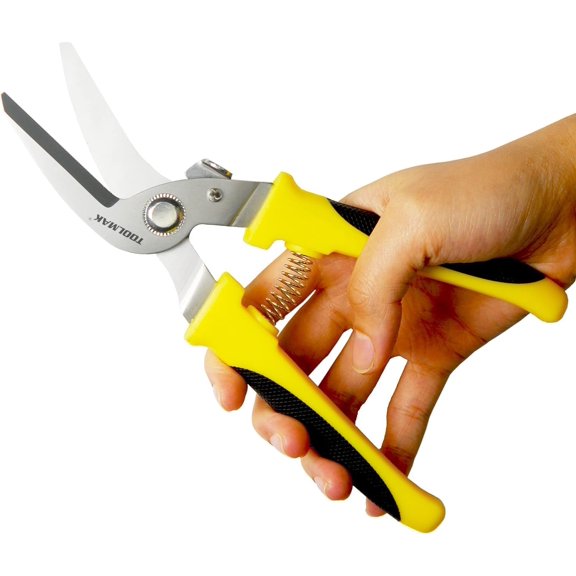 Tin Snips 8 Inch Heavy Duty Scissors Metal shears with Stainless Steel Curve-Blade Comfort Grips, Multifunction Cutting of Branches, Thin Iron, Cardboads