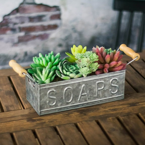 Tin Soap Box Flower Pot Vegetable Plants Window Planters Galvanized Decor Flower Holder Planter Garden Rustic Succulent Planter Container French Flower Pot Flower Basin Iron Vase