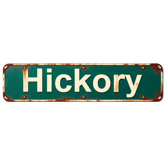 Tin Street Sign - 16*4 Inch Hickory Street Sign for Rustic Decor, Outdoor & Bedroom - Vintage Metal Decor, Fits Rustic Beach Decor, Outdoor Signs, Funny Room Decor