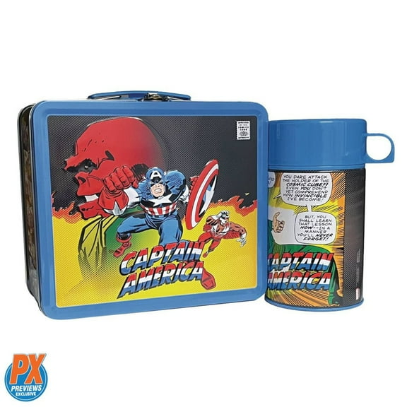 Tin Titans Captain America Classic Px Lunch Box W/bev
