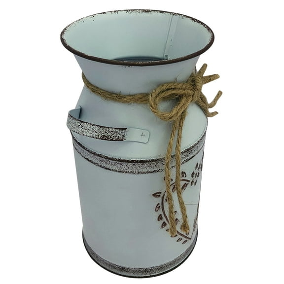 Tin Vase Vintage Decor Artificial Flowers Water Pitcher Decorations Kettle Grey