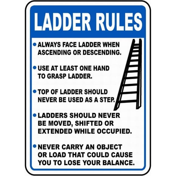 Tin Wall Decor Safety Notice Warning Danger Caution Sign 8x12 Ladder Rules Sign