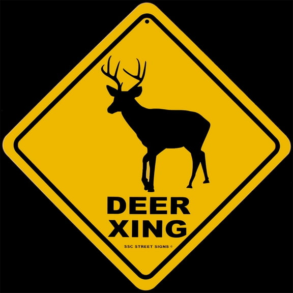 Tin Warning Buck DEER XING Crossing Street Sign Hunting Cabin/Bar/Pub Wall Decor