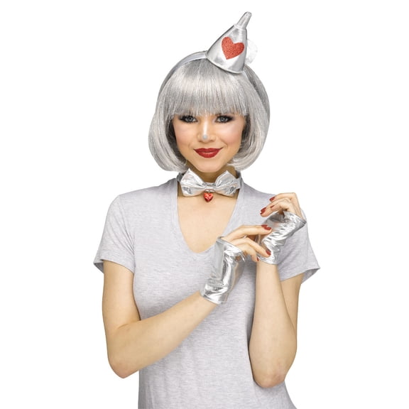 Tin Woman Fantasy Friend Kit 3pc Women Costume Accessory Set, Silver, One-Size