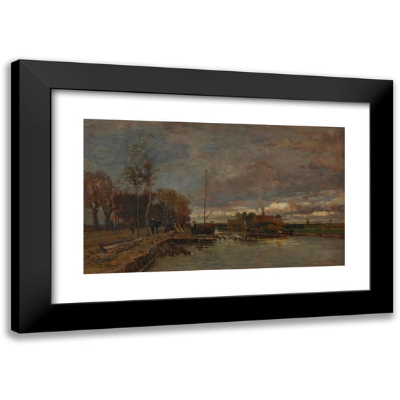 Tina Blau 14x10 Black Modern Framed Museum Art Print Titled - Canal Near Amsterdam (1875)