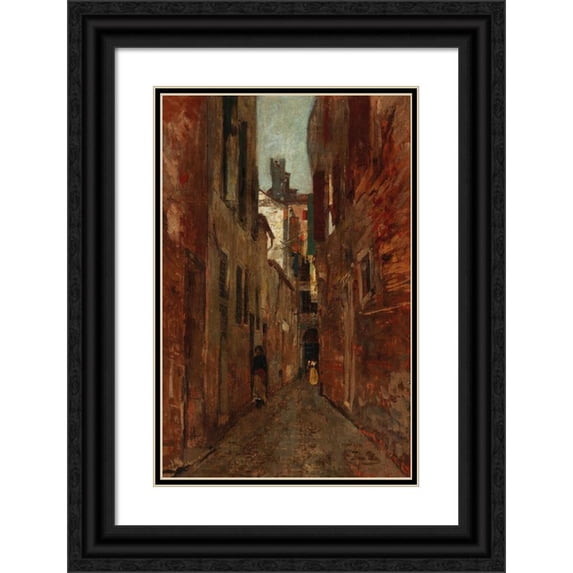 Tina Blau 17x24 Black Ornate Framed Double Matted Museum Art Print Titled: Street Scene in Venice