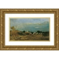 thumbnail image 1 of Tina Blau 18x12 Gold Ornate Wood Frame and Double Matted Museum Art Print Titled - Landschaft in Der Puszta Szolnok (1874-1910), 1 of 4