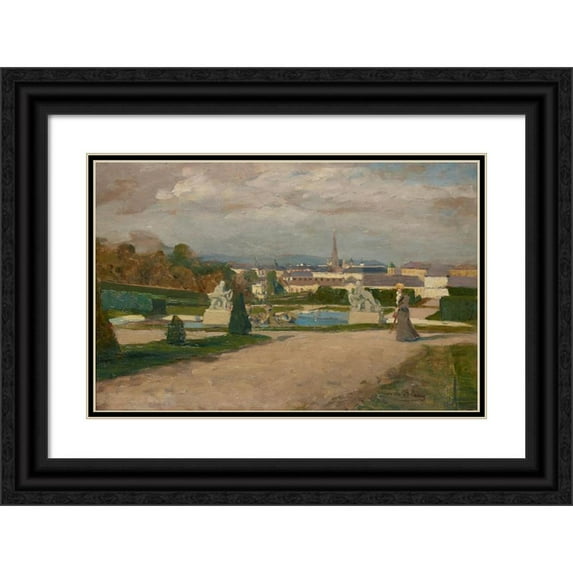 Tina Blau 18x13 Black Ornate Wood Framed Double Matted Museum Art Print Titled - From the Belvedere (1894-1895)