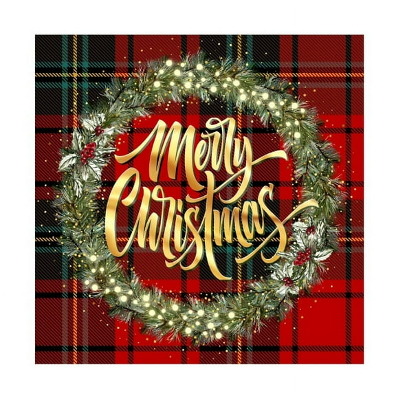 Tina Mitchell 'Merry Christmas Golden Wreath' Canvas Art