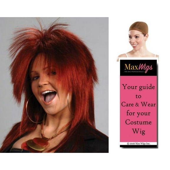 Tina Turner Deluxe color BLACK - Enigma Wigs Punk Rocker Tiny Dancer Eighties Cosplay 80s Rock Bundle with Cap, MaxWigs Costume Wig Care Guide