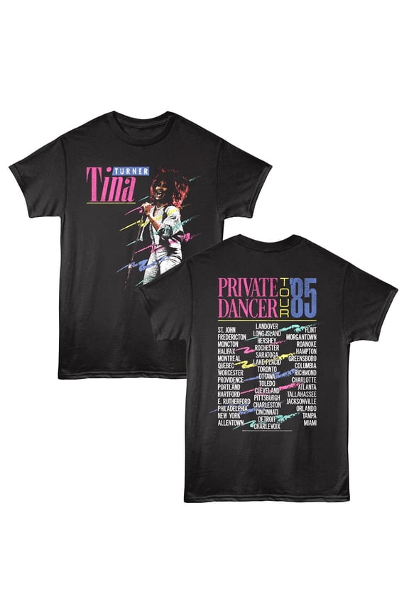 Tina Turner Private Dancer Tour 85 Men's T Shirt (Black, AdultM)