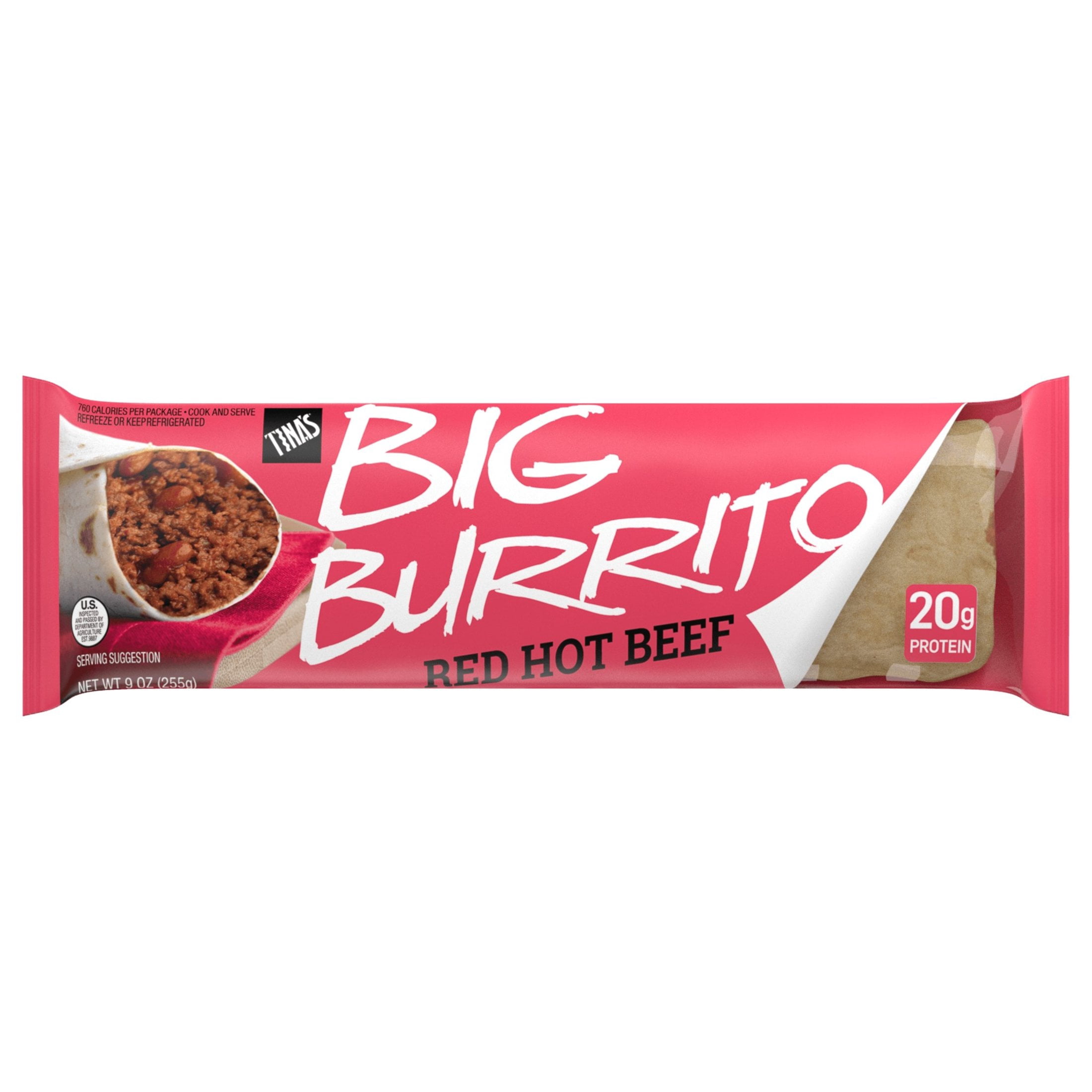 Tina's Big Burrito Red Hot Beef, Packaged Burrito, 9 oz, 1 Count