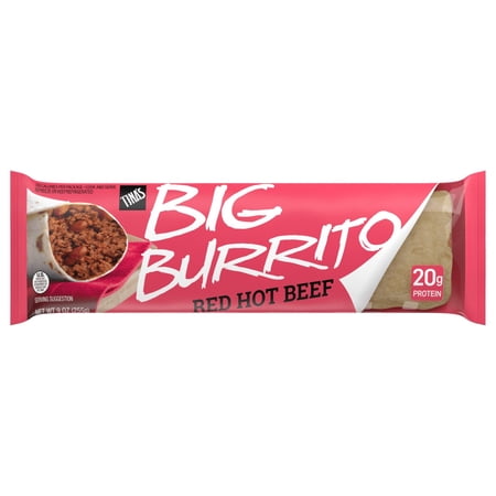 Tina's Big Burrito Red Hot Beef, Quick Microwave Meal, 20g Protein, 9 oz