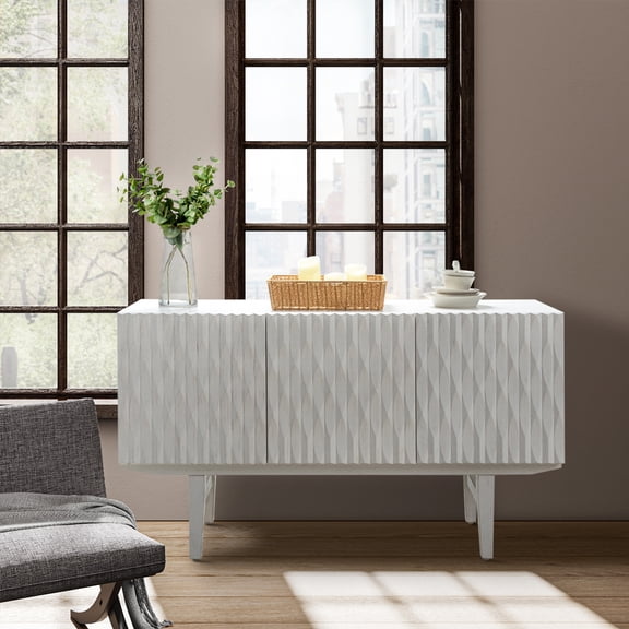 Tina's Home 3-Door Sideboard Storage Cabinet  Mid Century Modern Buffet Cabinet with Adjustable Shelves for Dining Room, Living Room & Entryway